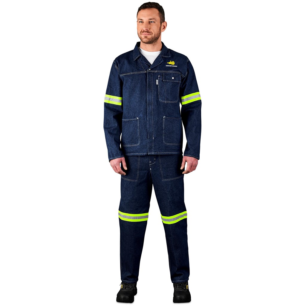Cast Premium 100% Cotton Denim Pants - Reflective Legs - Yellow Tape - Image 6